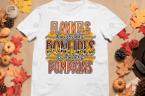 Flannels hayrides bonfires sweaters pumpkins Sublimation Design Sublimation Regulrcrative 