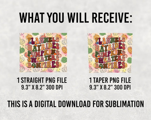 Flannels Hayrides Pumpkins Sweater Bonfires 20oz Tumbler Sublimation Wrap,Pumpkin Tumbler PNG,Pumpkin Season Tumbler,Fall Digital Pattern BOO-design 