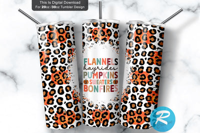 Flannels Hayrides Pumpkins Sweaters Bonfires 20 oz / 30 oz Tumbler PNG Sublimation Regulrcrative 