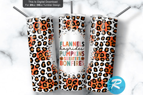 Flannels Hayrides Pumpkins Sweaters Bonfires 20 oz / 30 oz Tumbler PNG Sublimation Regulrcrative 
