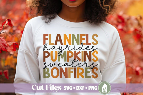 Flannels, Hayrides, Pumpkins, Sweaters, Bonfires, Fall Shirt SVG SVG LilleJuniper 