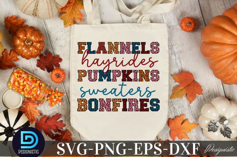 Flannels hayrides pumpkins sweaters bonfires, Fall SVG SVG DESIGNISTIC 