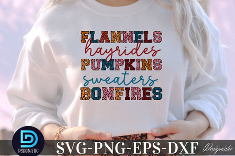 Flannels hayrides pumpkins sweaters bonfires, Fall SVG SVG DESIGNISTIC 