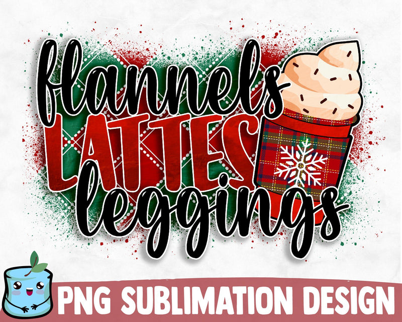Flannels Lattes Leggings Sublimation Design Sublimation MintyMarshmallows 