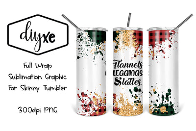Flannels, Leggings & Lattes | Christmas Sublimation Tumbler Sublimation DIYxe Designs 