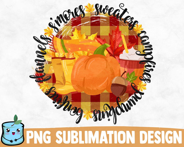 Flannels Smores Sweaters Campfires Pumpkins Bonfires Sublimation Design SVG MintyMarshmallows 