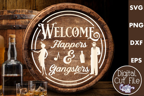 Flappers And Gangsters | Round Vintage Alcohol Svg SVG Crafty Mama Studios 