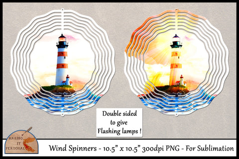 Flashing Lighthouse- Sublimation design | Wind Spinners | PNG file. Sublimation Making it Personal 