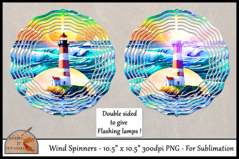 Flashing Lighthouse- Sublimation design | Wind Spinners | PNG file. Sublimation Making it Personal 