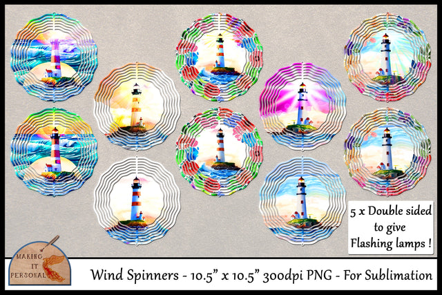 Flashing Lighthouse- Sublimation design | Wind Spinners | PNG file. Sublimation Making it Personal 