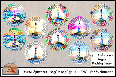 Flashing Lighthouse- Sublimation design | Wind Spinners | PNG file. Sublimation Making it Personal 