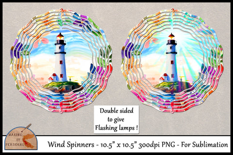 Flashing Lighthouse- Sublimation design | Wind Spinners | PNG file. Sublimation Making it Personal 