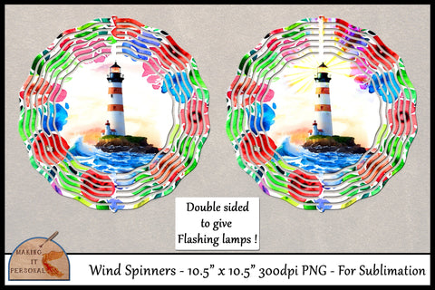 Flashing Lighthouse- Sublimation design | Wind Spinners | PNG file. Sublimation Making it Personal 