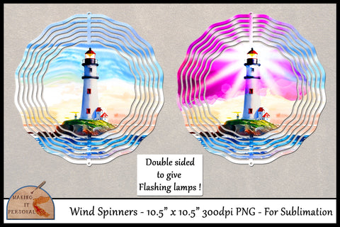 Flashing Lighthouse- Sublimation design | Wind Spinners | PNG file. Sublimation Making it Personal 