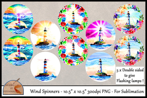 Flashing Lighthouse- Sublimation design | Wind Spinners | PNG file. Sublimation Making it Personal 