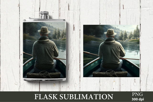 Flask Sublimation PNG. Fishing Sublimation Design Sublimation Olga Terlyanskaya 