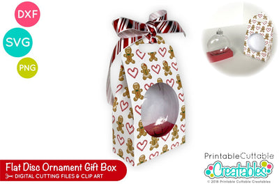 Flat Disc Ornament Gift Box Template SVG Printable Cuttable Creatables