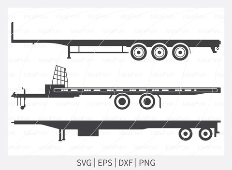 Flatbed trailer SVG, Trucker Svg, Truck Driver SVG, Flatbed trailer Silhouette, Trailer park svg, flatbed semi truck SVG, Hauling svg,Came SVG Dinvect 