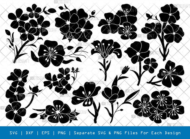 Flax Flower Silhouette, Flax Flower SVG, Flower Svg, Flax Plant Svg, Flax Flower Bundle, SB00991 SVG ETC Craft 