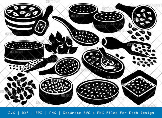 Flax Seeds Silhouette, Flax Seeds SVG, Alsi Seeds Svg, Ground Flax Seed Svg, Herbal Seeds Svg, Flax Seeds Bundle, SB00992 SVG ETC Craft 