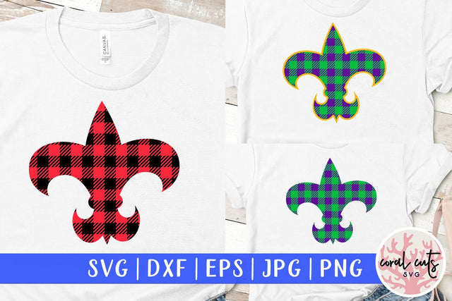 Fleur De Lis Buffalo Plaid Bundle - Mardi Gras SVG EPS DXF PNG SVG CoralCutsSVG