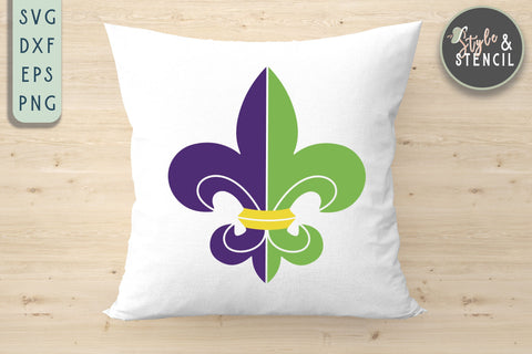 Fleur De Lis Mardi Gras SVG - PNG, DXF, SVG, EPS, Cut File SVG Style and Stencil 