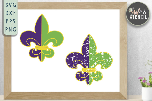 Fleur De Lis Mardi Gras SVG - PNG, DXF, SVG, EPS, Cut File SVG Style and Stencil 