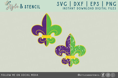 Fleur De Lis Mardi Gras SVG - PNG, DXF, SVG, EPS, Cut File SVG Style and Stencil 