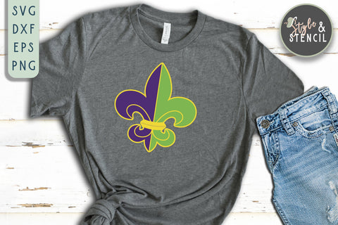 Fleur De Lis Mardi Gras SVG - PNG, DXF, SVG, EPS, Cut File SVG Style and Stencil 