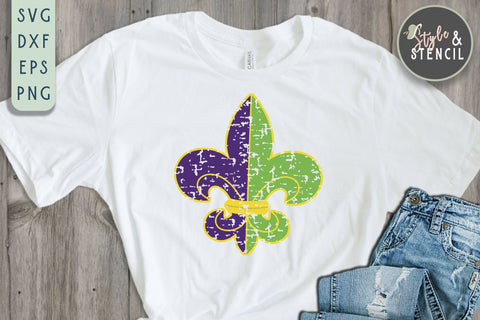 Fleur De Lis Mardi Gras SVG - PNG, DXF, SVG, EPS, Cut File SVG Style and Stencil 