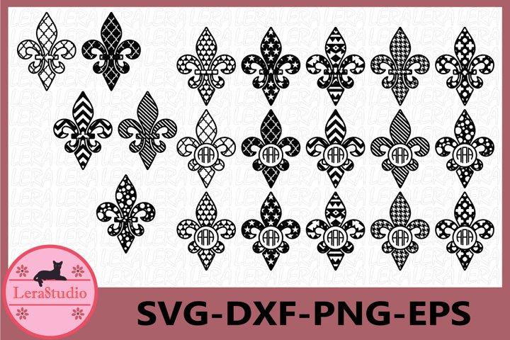 Split Fleur De Lis SVG Cut Print Clipart