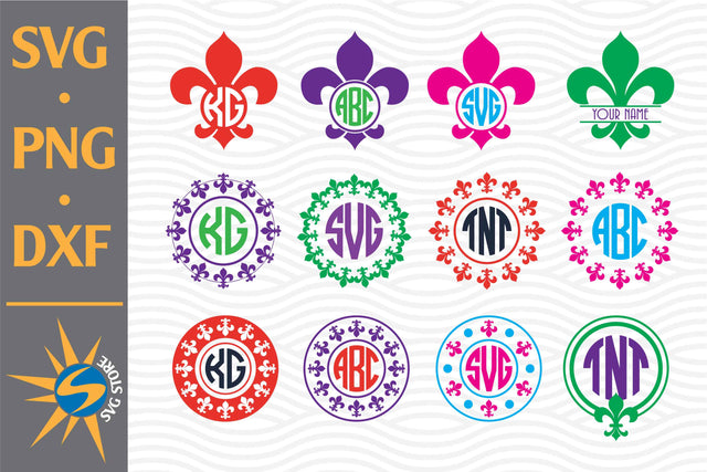 Fleur De Lis Monogram SVG, PNG, DXF Digital Files Include SVG SVGStoreShop 