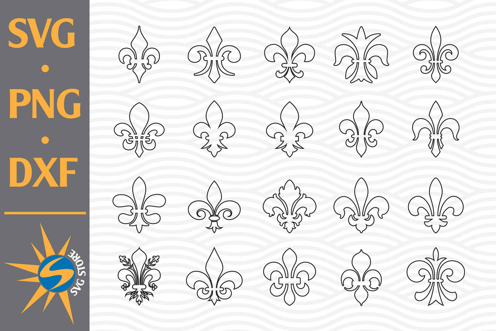 Fleur De Lis Outline SVG, PNG, DXF Digital Files Include - So Fontsy