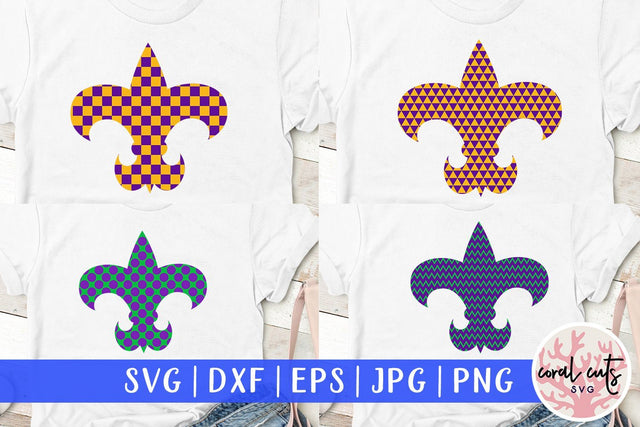 Fleur De Lis Pattern Bundle - Mardi Gras SVG EPS DXF PNG SVG CoralCutsSVG