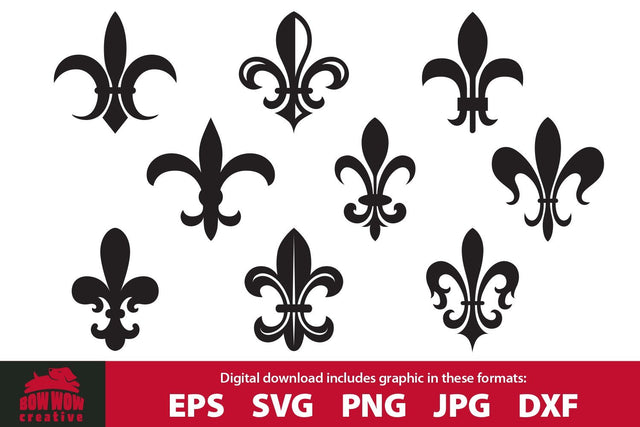 Fleur de Lis SVG Cutting File & Clipart Bundle SVG Bow Wow Creative 