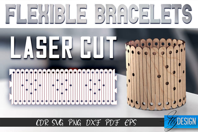 Flexible Bracelets Laser Cut SVG | Jewelry SVG Design | CNC Files SVG Fly Design 