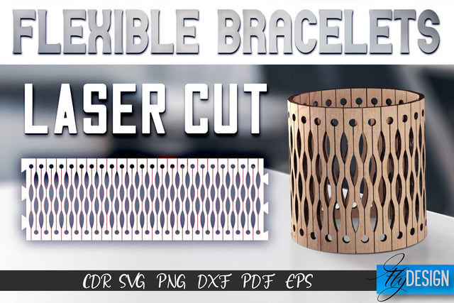 Flexible Bracelets Laser Cut SVG | Jewelry SVG Design | CNC Files SVG Fly Design 