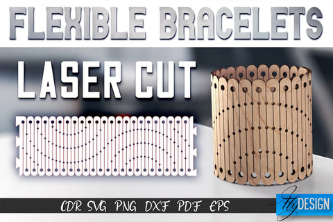 Flexible Bracelets Laser Cut SVG | Jewelry SVG Design | CNC Files SVG Fly Design 