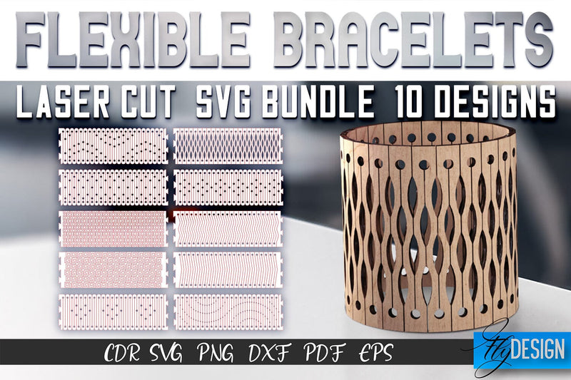Flexible Bracelets Laser Cut SVG | Jewelry SVG Design | CNC Files SVG Fly Design 