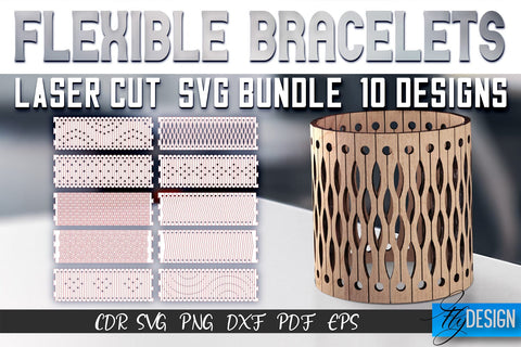 Flexible Bracelets Laser Cut SVG | Jewelry SVG Design | CNC Files SVG Fly Design 