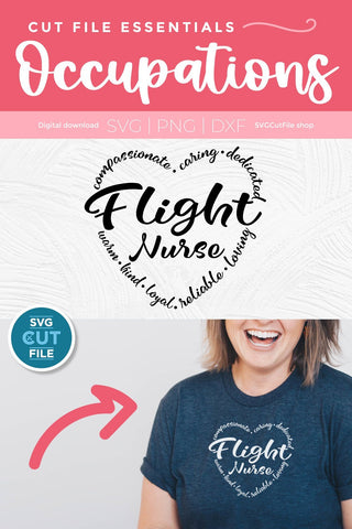 Flight Nurse svg, nurse appreciation svg, word heart svg, Nursing svg, Flight RN svg, heart svg, words around, word svg, flight med tech SVG SVG Cut File 