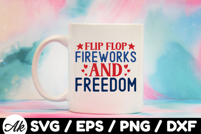 Flip flop fireworks and freedom svg SVG akazaddesign 