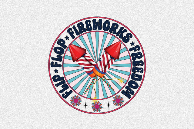 Flip Flop Fireworks Freedom Sublimation SVGArt 