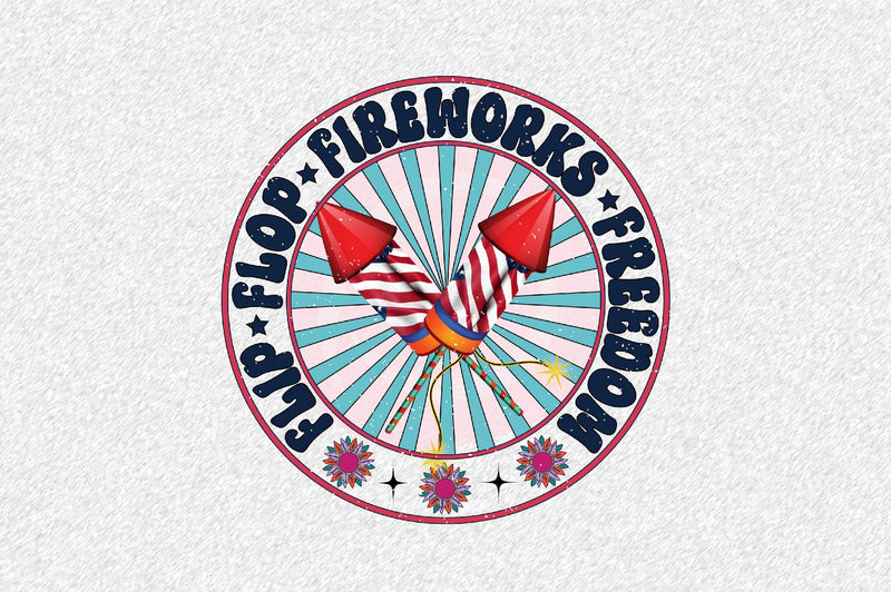 Flip Flop Fireworks Freedom Sublimation SVGArt 