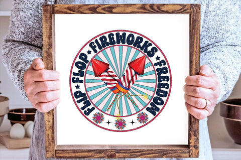 Flip Flop Fireworks Freedom Sublimation SVGArt 