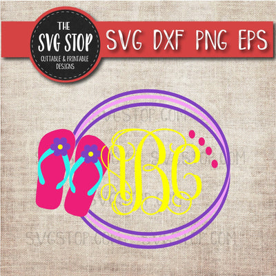 Flip Flop Monogram Frame - Summer SVG SVG The SVG Stop 