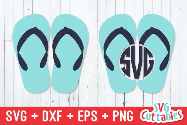 Flip Flop Monogram Frame Svg Cuttables 