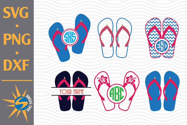 Flip Flop Monogram SVG, PNG, DXF Digital Files Include SVG SVGStoreShop 