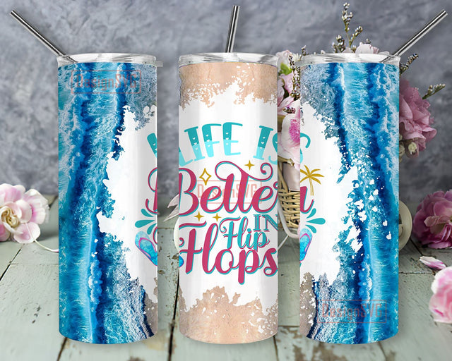 Flip Flops Beach Summer Tumbler, 20oz Skinny Tumbler Sublimation Designs Tumbler for Straight and Tapered PNG File Digital Download, Sublimation Design Tumbler Sublimation DesignSVG 