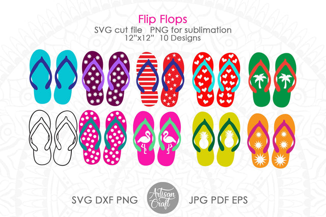 Flip flops SVG files, sublimation PNG SVG Artisan Craft SVG 